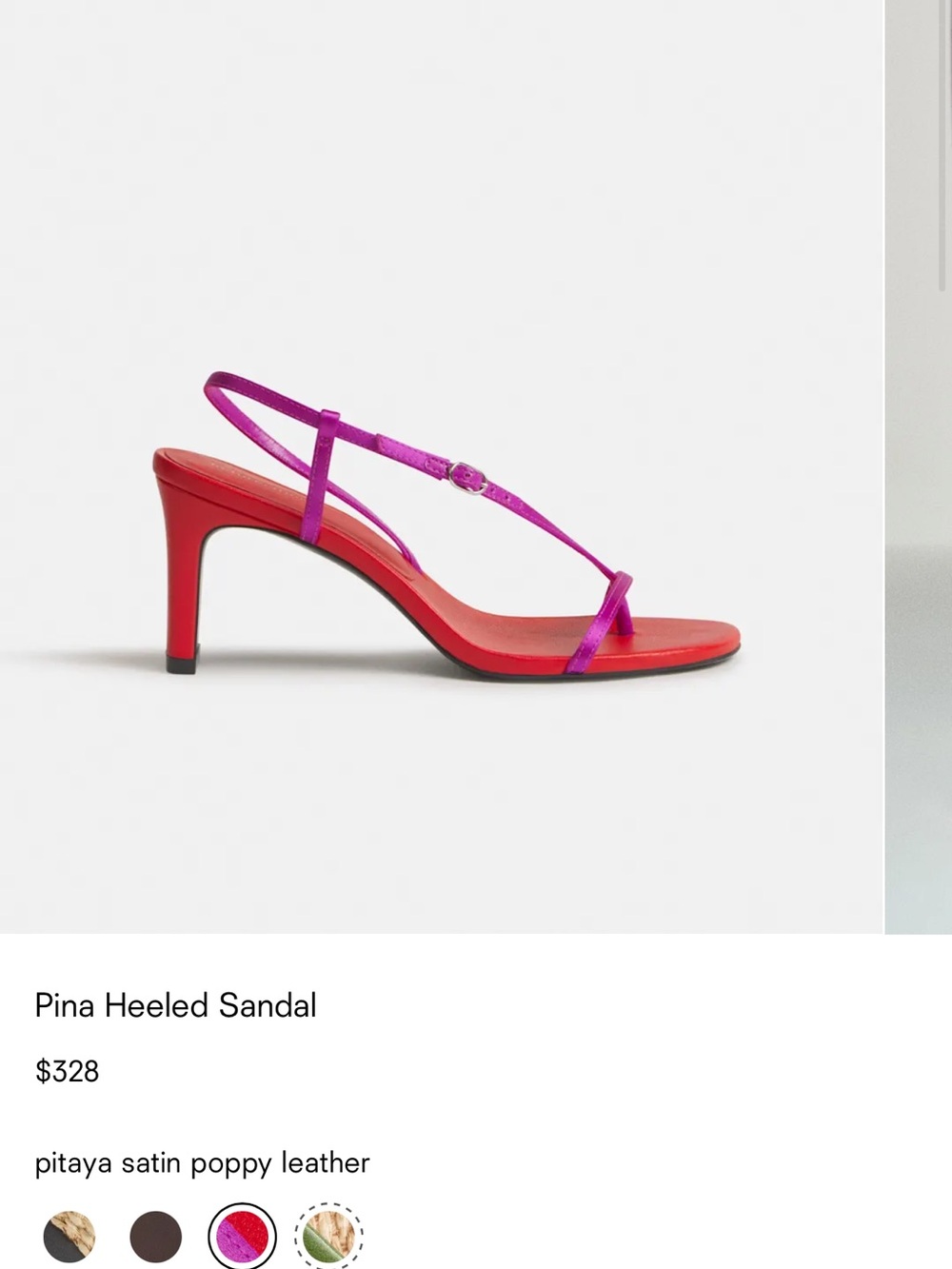 Reformation Pitaya Pink & Poppy Red Strappy Heeled Sandal